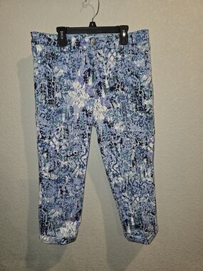 Nine West Jeans Abstract Print Cuffed Capri Pants - Size 10